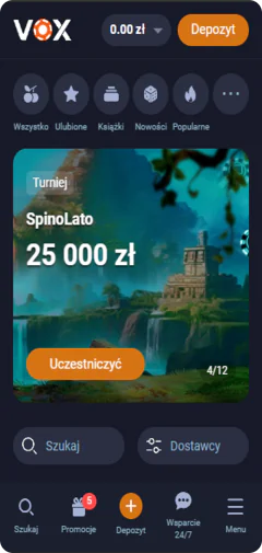 Menu kasyna VOX
