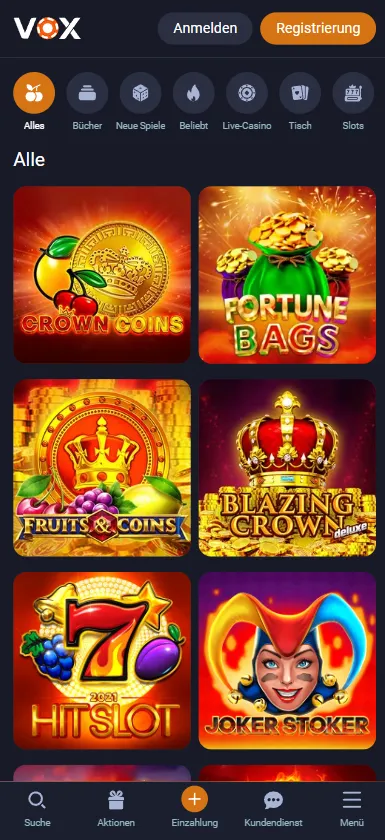 Top Casino-Spieleauswahl