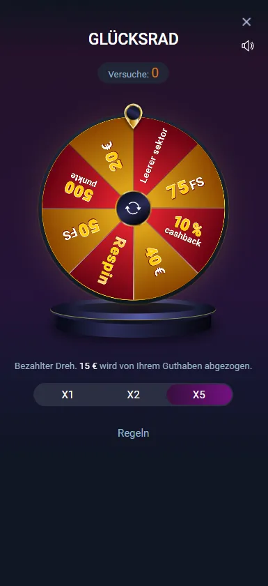 Cashback-Glücksrad Feature