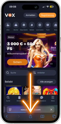 Teilen-Menü auf dem iPhone aufrufen