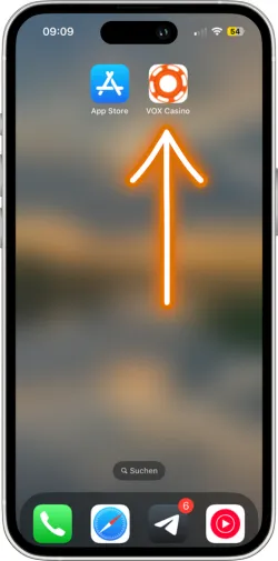 VOX Casino App-Symbol auf dem Startbildschirm