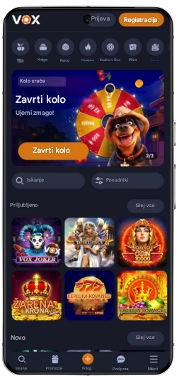 spletna stran VOX Casino